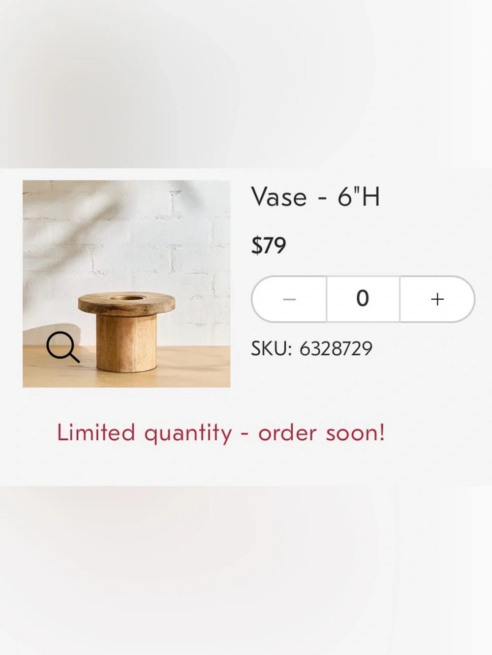 West Elm Ives Wood Flower Art Vase Home Decor Mango Wood NEW Rustic Artisan